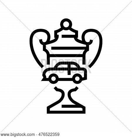 Winner Car Race Vehicle Auto Line Icon Vector. Winner Car Race Vehicle Auto Sign. Isolated Contour S