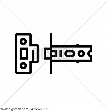 Latch Door Hardware Furniture Fitting Line Icon Vector. Latch Door Hardware Furniture Fitting Sign. 