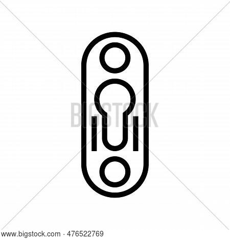 Keyhole Plate Hardware Furniture Fitting Line Icon Vector. Keyhole Plate Hardware Furniture Fitting 