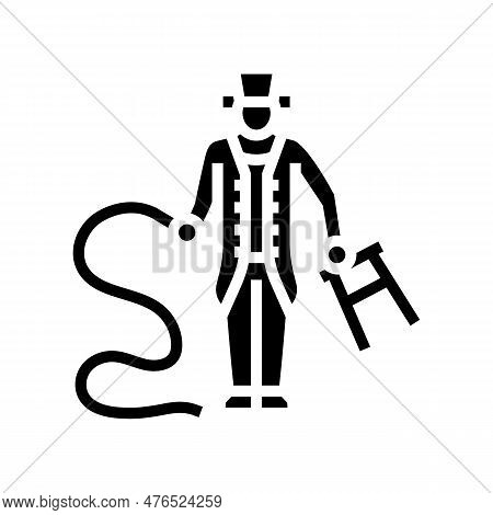 Lion Tamer Carnival Vintage Show Glyph Icon Vector. Lion Tamer Carnival Vintage Show Sign. Isolated 