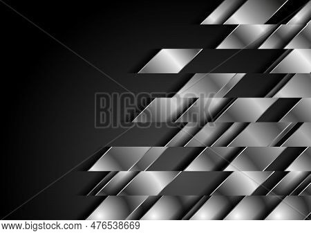Dark Abstract Technology Background With Metallic Shapes
