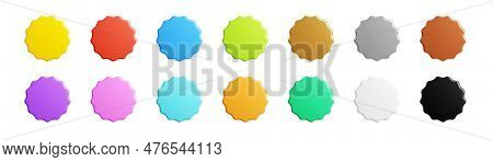 Starburst Sticker 3d Render Set - Collection Of Round Sun Burst Or Star Shape Badges For Promo.