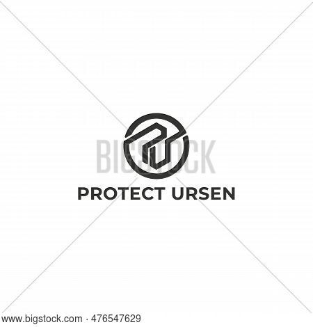 Abstract Initial Letter Pu Or Up Logo In Black Color Isolated In White Background. Initial Letter Lo
