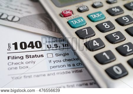Tax Form 1040 U.s. Individual Income Tax Return, Business Finance Concept.
