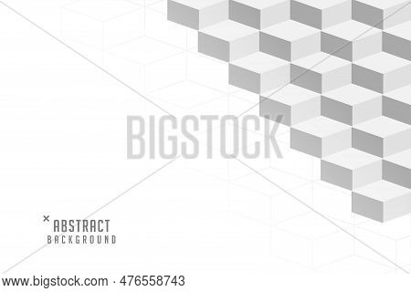 Geometric White Cuboid Shape Box Abstract Background Vector