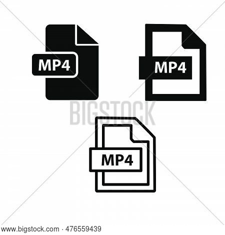 Mp4 File Format Icon. Mp4 Extension Icon Set Vector Illustration On White Background..eps