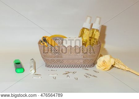White, Cream, And Brown Plastic Box Basket