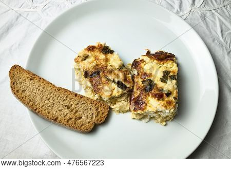 Hake Cake. Baked Dish With Cream, Cheese, Egg And Hake
