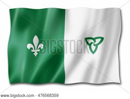 French Ontarians Ethnic Flag, America. 3d Illustration