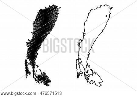 Lake Neusiedl (austria, Hungary) Map Vector Illustration, Scribble Sketch Fert