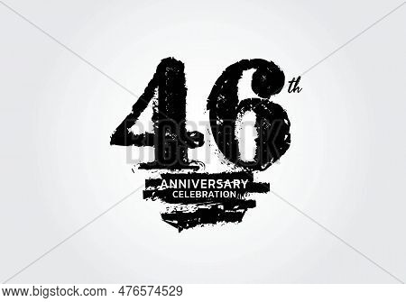 46 Years Anniversary Celebration Logotype Black Vector, 46th Birthday Logo, 46 Number Design, Annive