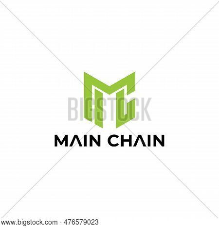 Abstract Initial Letter Mc Or Cm Logo In Green Color Isolated In White Background. Mc Letter Linked 