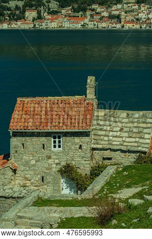 Beautiful View Of The Bay Of Kotor And The Church Of Our Lady Of The Angels Lepetane Montenegro