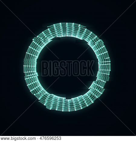 Futuristic Glitch Turus Of Particles And Lines. Network Connection Big Data. Abstract Technology Bac