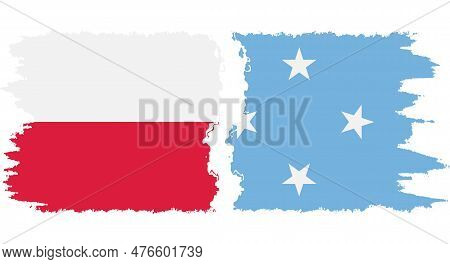 Federated States Of Micronesia And Poland Grunge Flags Connection, Vector