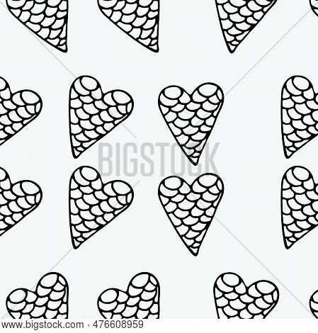 Simple Draphic Pattern With Black Hearts. Great Element For Design.