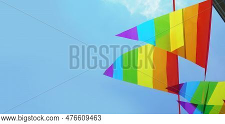 Rainbow Flag Ribbons. Decoration For Celebration Of The Lgbtq Pride