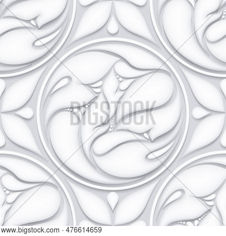 Vintage Seamless Pattern With Stucco Molding Inspired Design Elements. Decorative Composition With N