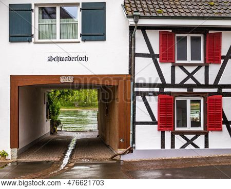 Busingen Am Hochrhein, Germany - May 1, 2023: A View Through A Traditional Farmhouse In The Enclave 
