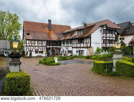 Busingen Am Hochrhein, Germany - May 1, 2023: Restaurant Alte Rheinmuhle In Busingen, A Municipality