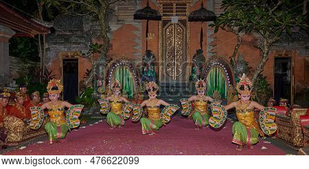 Ubud, Bali Indonesia-april 22 2023:legong , Balinese Dance. It Is A Refined Dance Form Characterized
