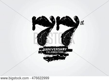 77 Years Anniversary Celebration Logotype Black Vector, 77th Birthday Logo, 77 Number Design, Annive