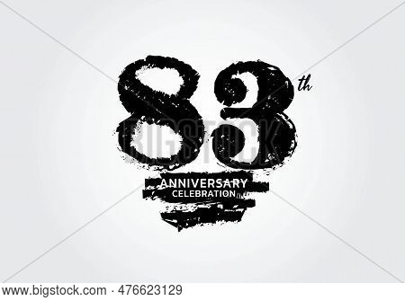 83 Years Anniversary Celebration Logotype Black Vector, 83th Birthday Logo, 83 Number Design, Annive
