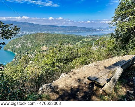 Talloires, France - September 01 2022: The Famous French Alpine Lake Of Annecy With Crystal Clear Tu