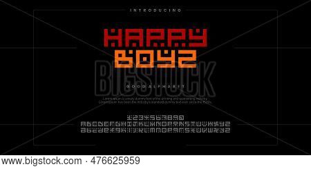 Happy Boyz Futuristic Minimalist Display Font Design, Alphabet, Typeface, Letters And Numbers, Typog