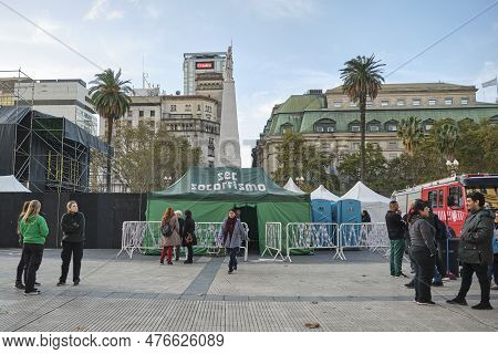 Buenos Aires, Argentina, May 20, 2023: Sec First Aid Post, Emergency And Rescue Service, At Plaza De