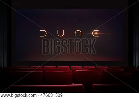 Dune Part Two Movie In The Cinema. Watching A Movie In The Cinema. Astana, Kazakhstan - May 15, 2023