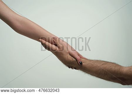 Helping Hand. Holding Hand, Close Up. Giving A Help Hand. Rescue, Helping Gesture Or Hands. Salvatio