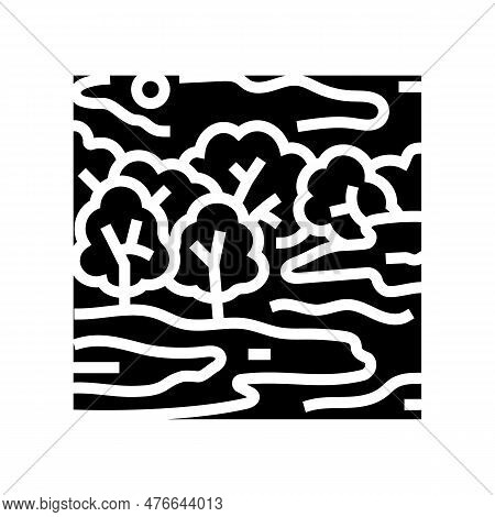 Foggy Morning Autumn Season Glyph Icon Vector. Foggy Morning Autumn Season Sign. Isolated Symbol Ill