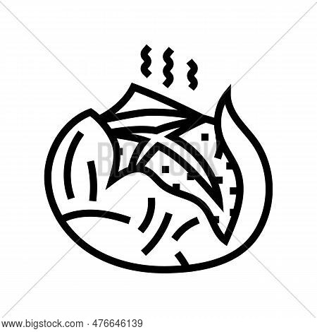 Roasted Chestnut Autumn Season Line Icon Vector. Roasted Chestnut Autumn Season Sign. Isolated Conto