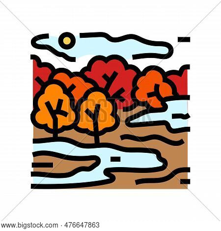 Foggy Morning Autumn Season Color Icon Vector. Foggy Morning Autumn Season Sign. Isolated Symbol Ill