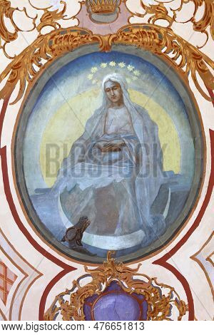 Zlatar, Croatia - November 17, 2011: Promise, Fresco On The Ceiling In The Parish Church Of The Assu