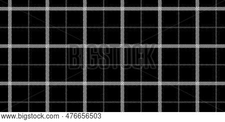 Windowpane Plaid Black And White Seamless Pattern With Double Narrow Lines