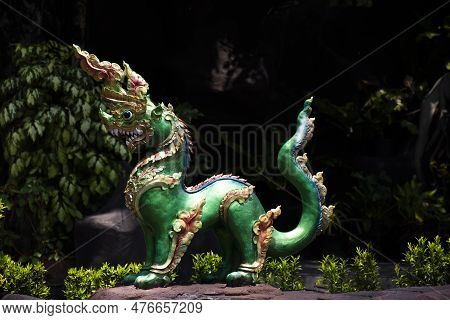 Carving Sculpture Art Of Legend Creatures Mythical Himmapan Animal In Himavanta Legendary Forest For
