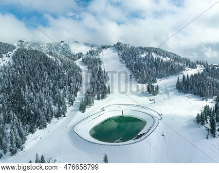 Landscape With Ski Slope In Poiana Brasov, Romania