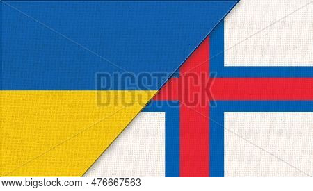 Flags Of Ukraine And Faroe Islands. Two Flags Together. National Symbols Of Ukraine And Faroe Island
