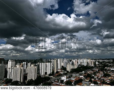 Panoramic View Of The City Of Sao Paulo, Brazil, South America.