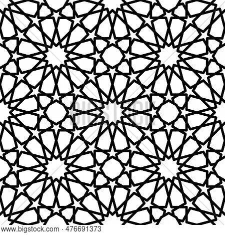 Mashrabiya Arabesque Arabic Pattern. Seamless Islamic Background. Arab Mashrabiya Symmetry Textile B