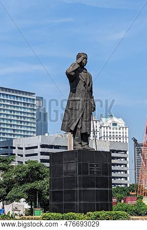 Jakarta, Indonesia - May 14, 2023 : Jenderal Sudirman Monument On Jalan Sudirman (sudirman Road).