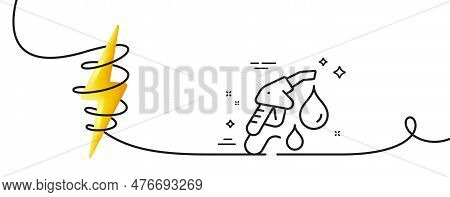 Petrol Station Line Icon. Continuous One Line With Curl. Filling Gas Station Sign. Diesel Fuel Symbo
