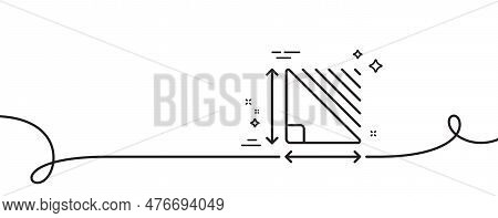 Triangle Area Line Icon. Continuous One Line With Curl. Plan Dimension Sign. Territory Measurement S