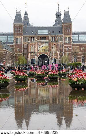 Amsterdam, Netherlands - April 21, 2023: The Rijksmuseum In Amsterdam - The Largest Exhibition On Du