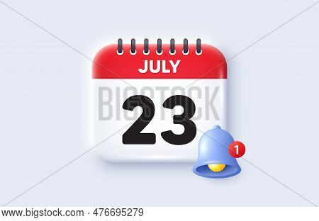 23th Day Of The Month Icon. Calendar Date 3d Icon. Event Schedule Date. Meeting Appointment Time. 23