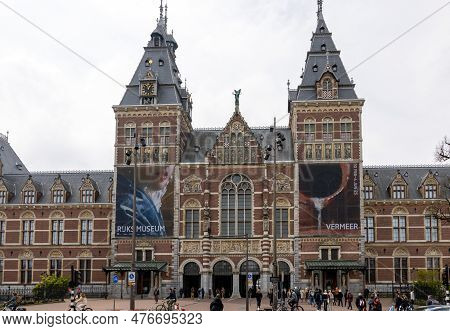 Amsterdam, Netherlands - April 21, 2023: The Rijksmuseum In Amsterdam - The Largest Exhibition On Du