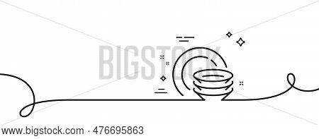 Dishes Line Icon. Continuous One Line With Curl. Tableware Plates Sign. Food Kitchenware Symbol. Dis