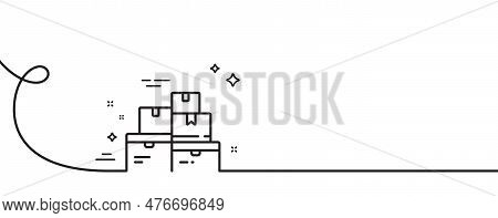 Wholesale Goods Line Icon. Continuous One Line With Curl. Warehouse Boxes Sign. Logistic Inventory S